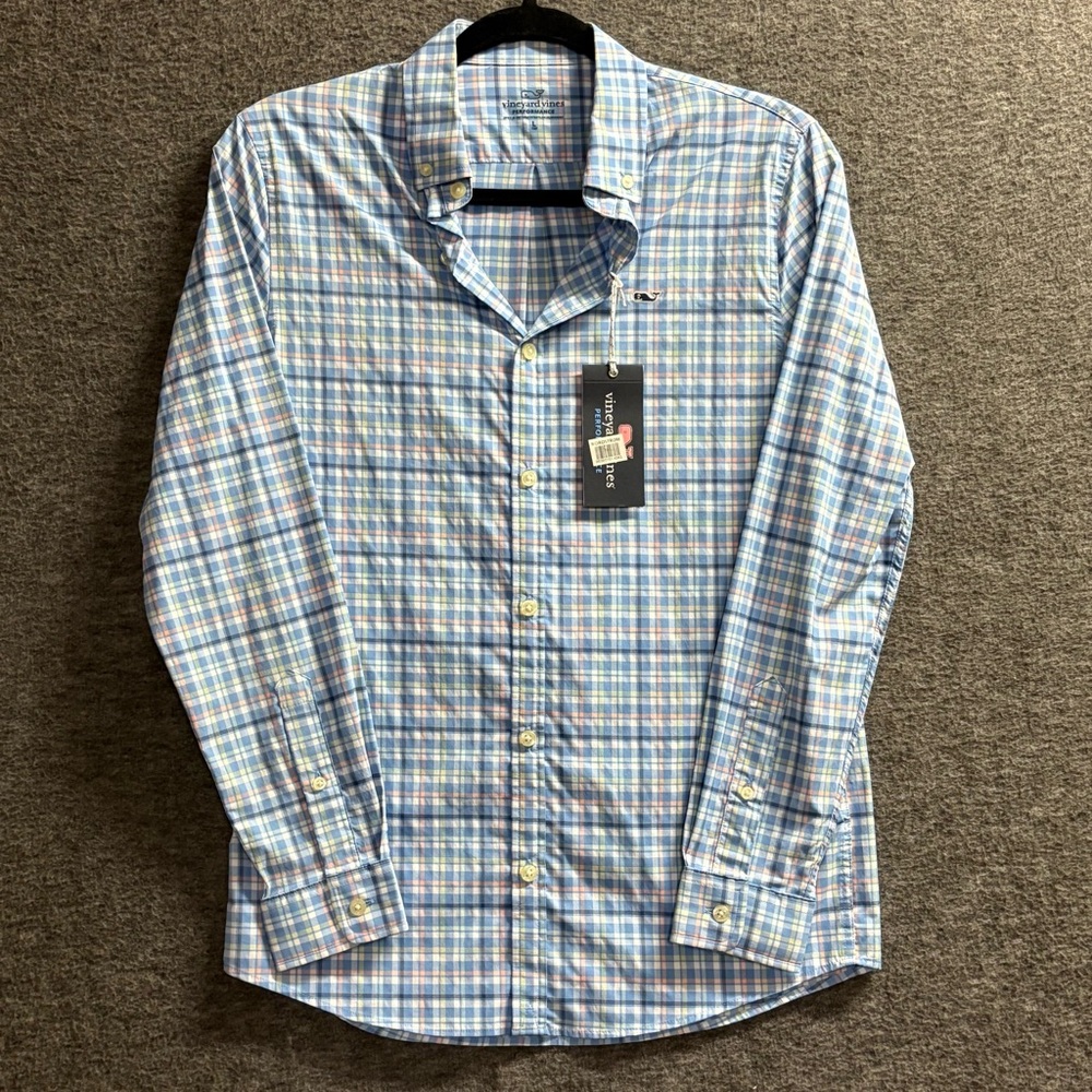 Vineyard Vines Performance Boys Sz L Blue Long Sleeve Shirt Nylon/Spandex NWT